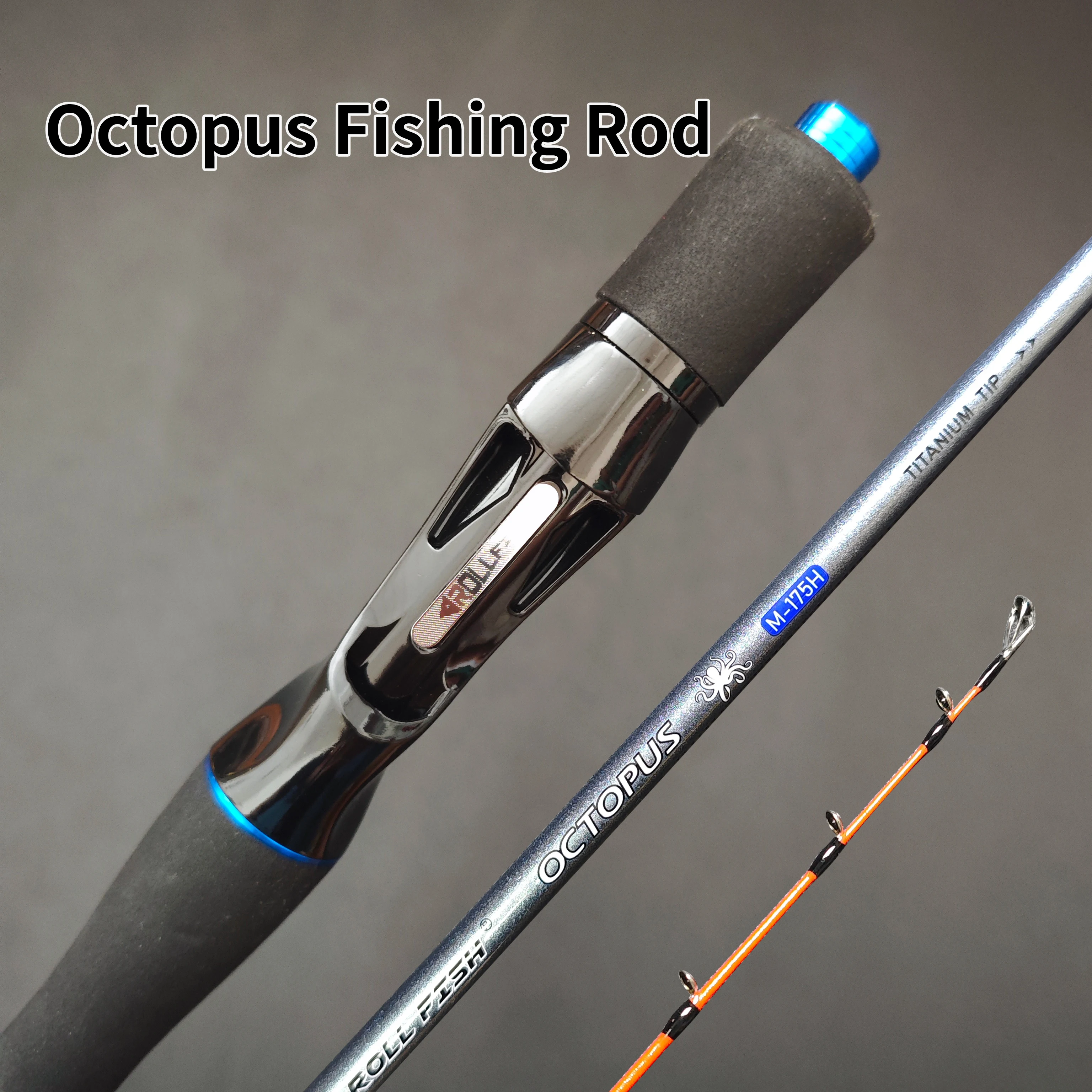 ROLLFISH 1,75m Kohlefaser-Titan-Spitze Tintenfisch-Angelrute Leichtgewichtige Salzwasser-Bootsangelrute mit Schneller Aktion