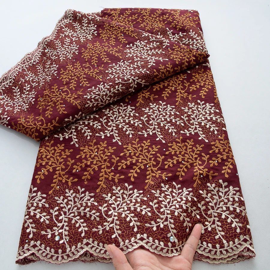 

Latest Swiss Voile Lace Nigerian Cotton Fabric 2025 High Quality 5 Yards Embroidered African Lace Fabric Dress for Women A3850