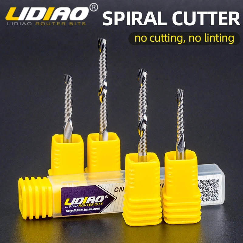 LIDIAO Milling Cutter Shank Diameter 3.175mm 4mm 6mm Router Bit Singe Flute Tungsten Steel CNC Router Suitable for Cutting MDF