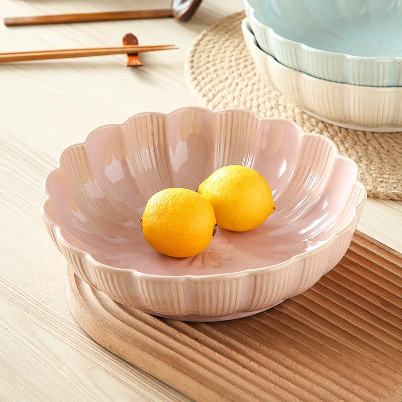 10-Inch kiln-changed glaze ceramic large soup bowl small  household dish bowl pumpkin soup borscht soup bowl