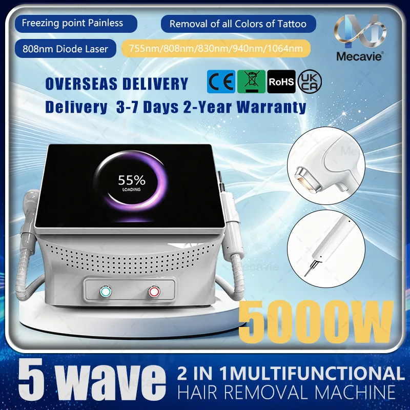 2In1 Diode Picosecond Laser Machine 755 808 830 940 1064 Freezing Point Hair Removal Tattoo Removal Beauty Equipment