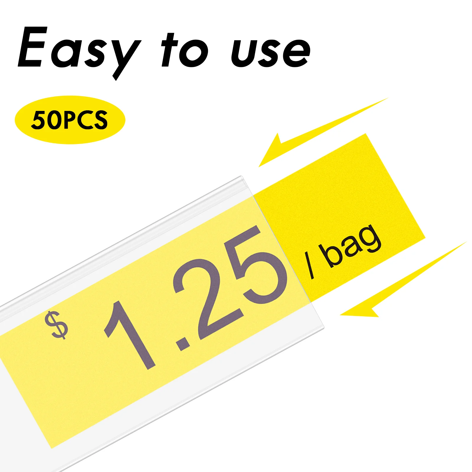 50pcs PVC Price Tag Holders Clear Label Sign Display Shelf Card Stickers Jewel Tags Retail Store Mall Adhesive Holder ganizers