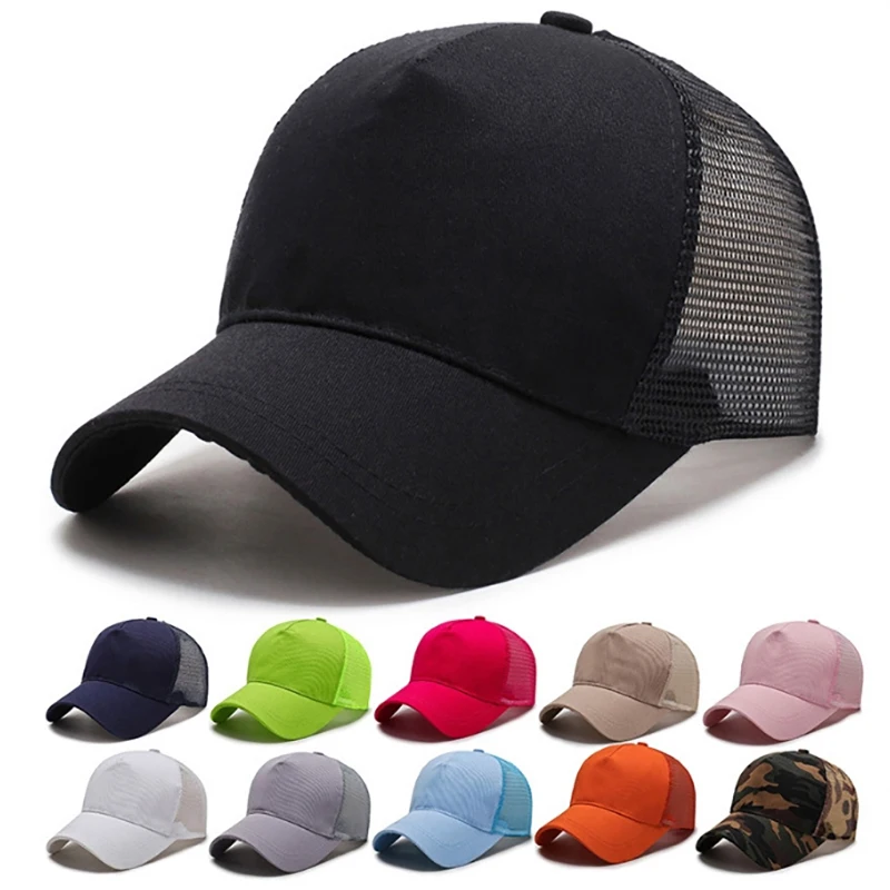 Solid Color Five Piece Light Plate Baseball Cap Mesh Cap Summer Sun Visor Cap Truck Driver Cap