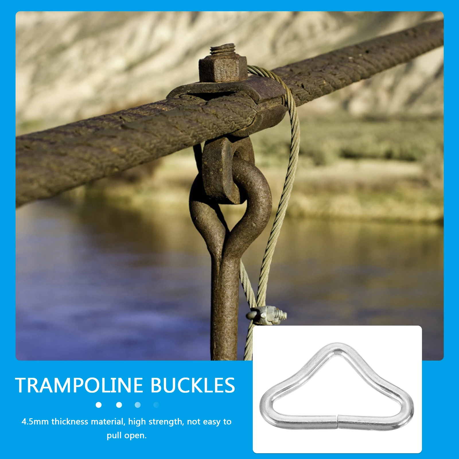 

40pcs Triangle Ring Buckles for Trampoline Nets Zinc Plated 4 5mm Thickness Galvanized Steel Wire Suitable Bed Replacement