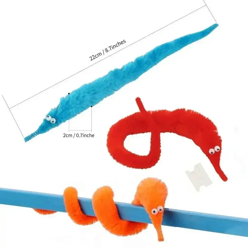 Funny Worm Magic Props Toys for Children Kids Beginners Wiggly Twisty Worm with Invisible String Party Games Trick Toys