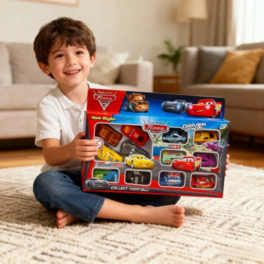 HEISS! 12 Teile/satz Geschenk Box Disney Pixar Auto Zurück Kraft Lightning Mcqueen Jackson Storm Mater Modell Auto Spielzeug Weihnachten Geschenk für Kinder