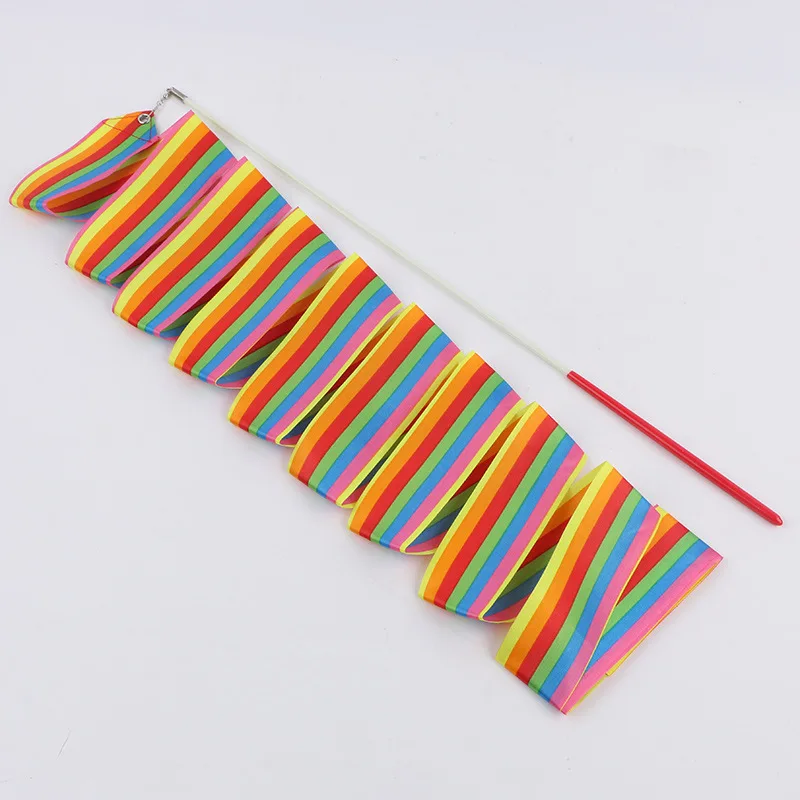 막대와 4 미터 예술적 체조 리본 다채로운 어린이 댄스 리본 장난감 야외 스포츠 장난감 성능 소품 어린이 선물