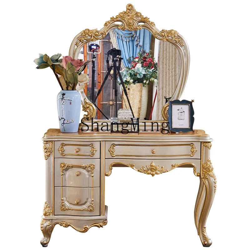 

DHY dressing table bedroom luxury oak carved all solid wood dressing table dressing table combination