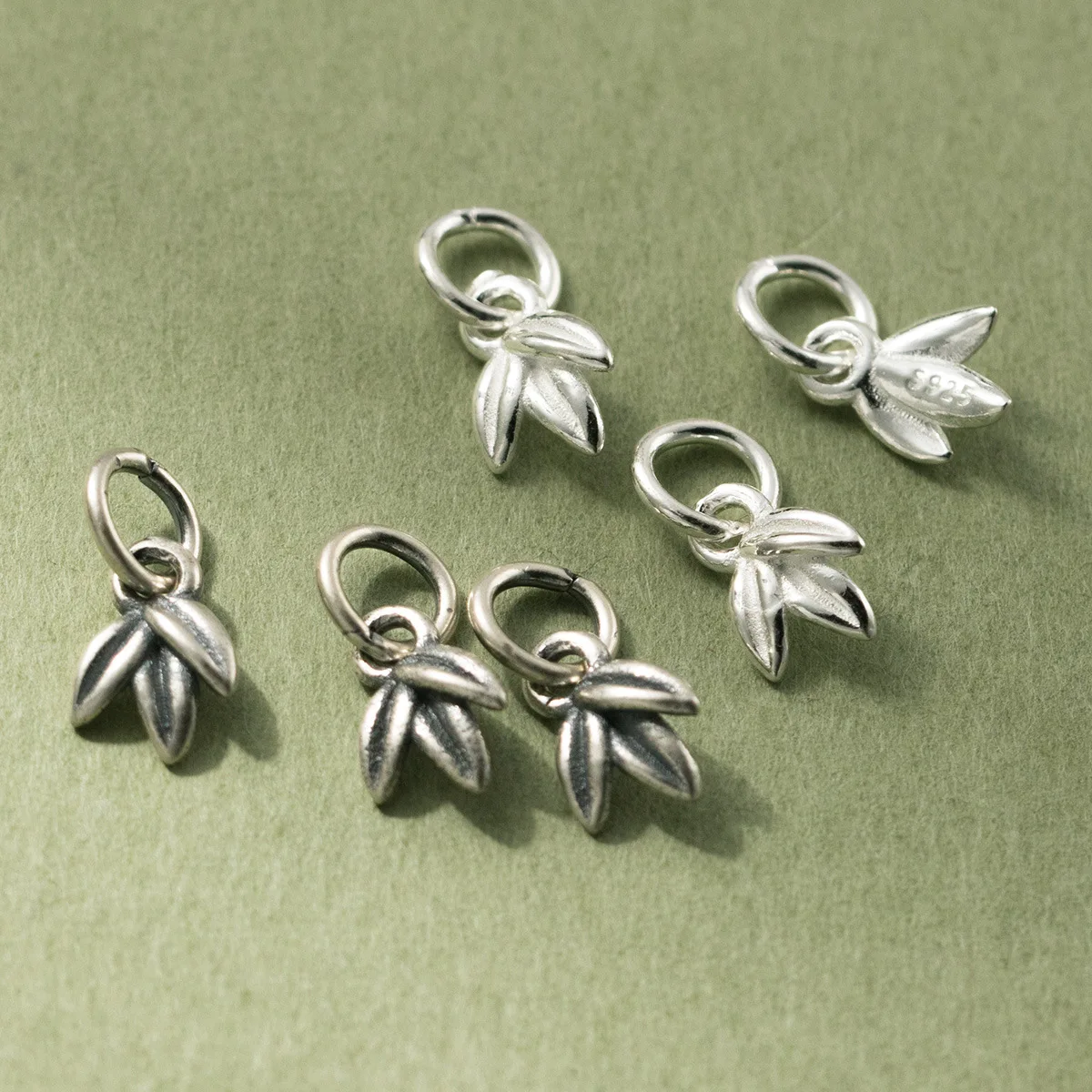 1pc/Lot 925 Sterling Silver Ear of Wheat Leaves Small Charms 9x6.5mm Manual Bracelets Earrings Fashion Pendants DIY Jewelry Gift