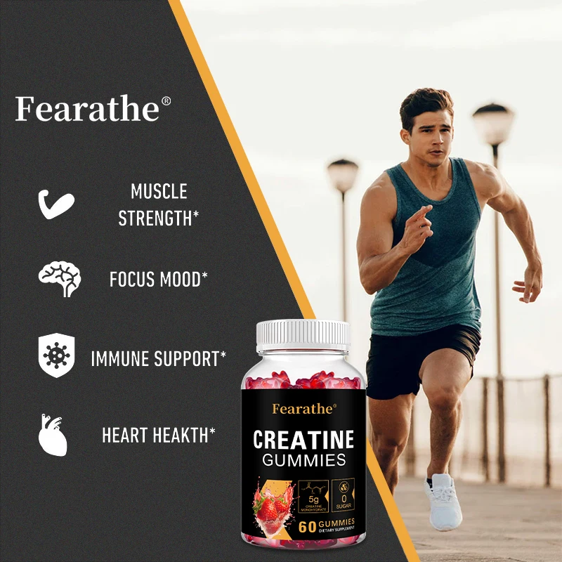 Creatine Monohydrate - Boost Energy, Build Muscle Mass, and Improve Athletic Performance - 60 Gummies