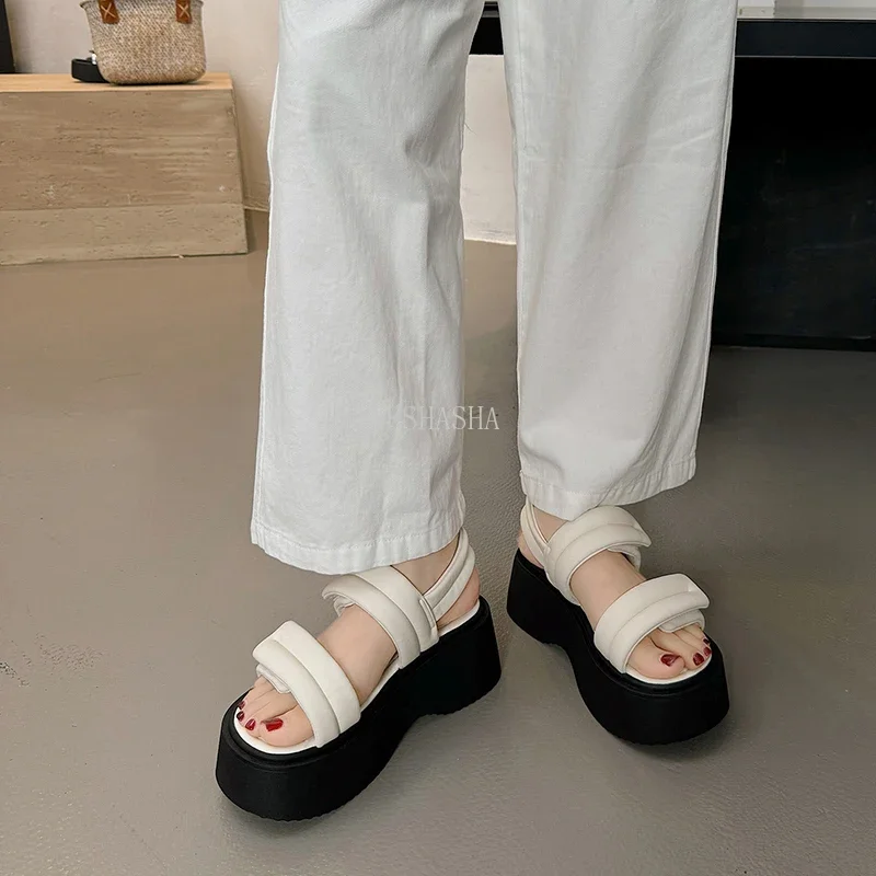 Summer Women Sandals Fashion Open Toe Platform Flats Shoes Ladies Outdoor Open Toe Dress Pumps Beach Platform Shoes Sandals