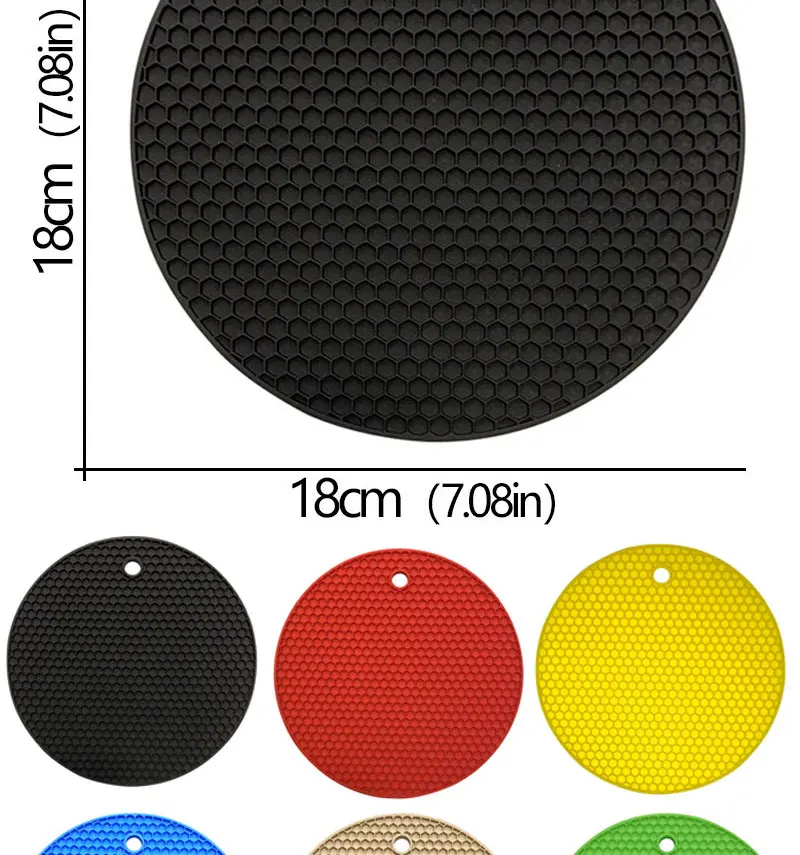18cm Runde Silikon-Tischmatte Extra Dickes Tischset Offene Wabenstruktur Rutschfest Hitzebeständig Untersetzer für Kaffeebecher – Detail 5