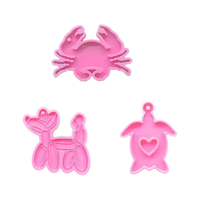 Crab Dog Turtle Keychain Silicone Mold with Hole Keyring Pendant Handmade Mold Valentines Day Birthday Gift Jewelry