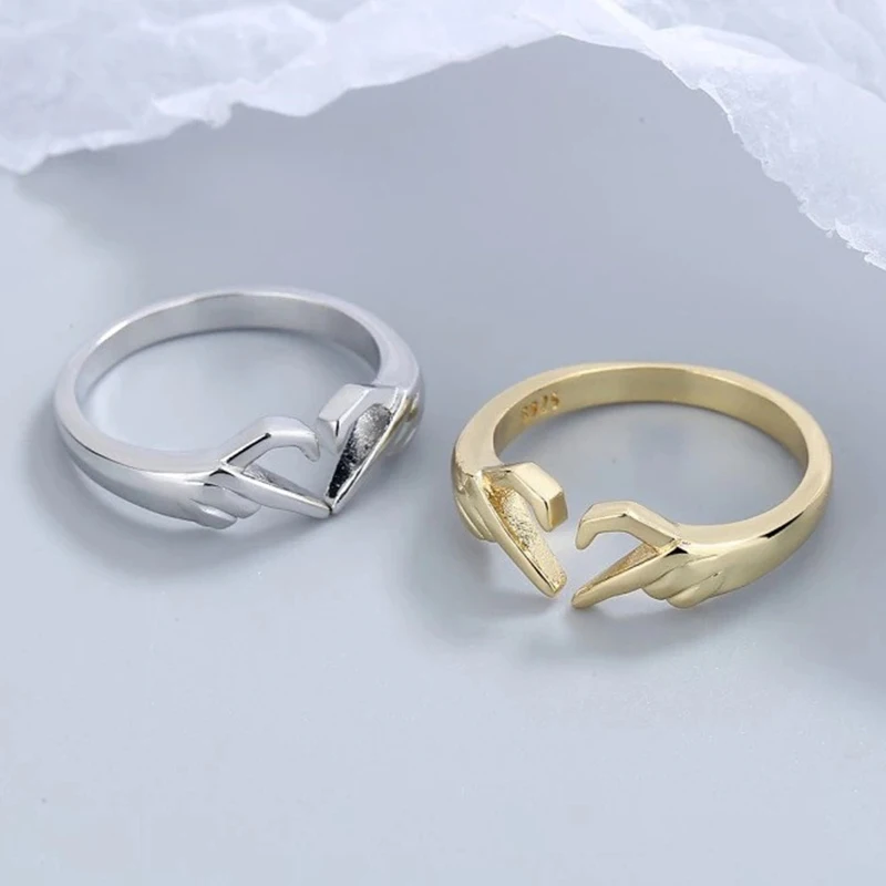 Charm Hold Hands Love Rings for Women Men Trendy Couple Ring Proposal Wedding Banquet Jewelry Gifts Adjustable - Image 3