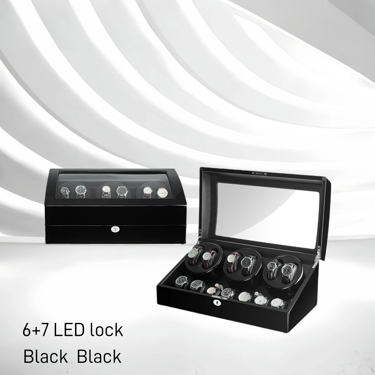 Classic Luxury Watchs Display Box Rotatable Watch Winders LED Lock Watch Case Box 7+6 WatchWinder Personalized Customized LOGO