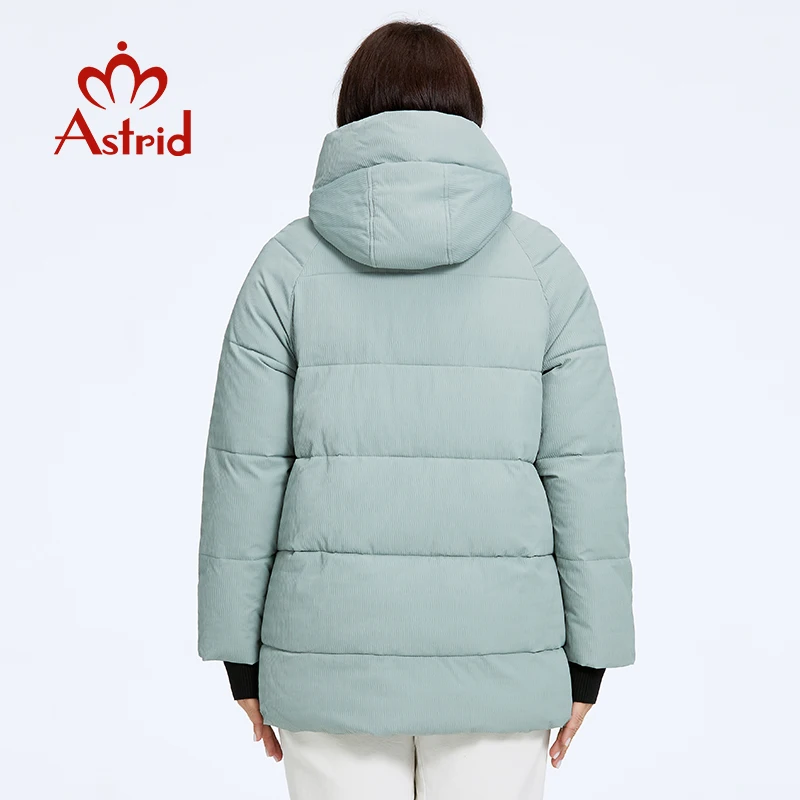 Astrid-parka com capuz feminino, jaqueta quente, casaco de algodão acolchoado, tamanho grande, roupas de inverno, 2023