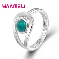 Top Quality 925 Sterling Silver Rings For Women Circle Fashion Jewelry Wholesale Pretty Party Beautiful Gift Opal Paved