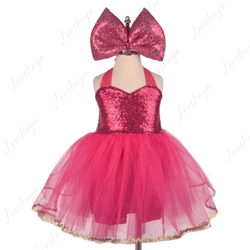 Robe Barbie à paillettes pour petite fille, tenue de spectacle de danse, jupe bouffante, pour jeu de rôle