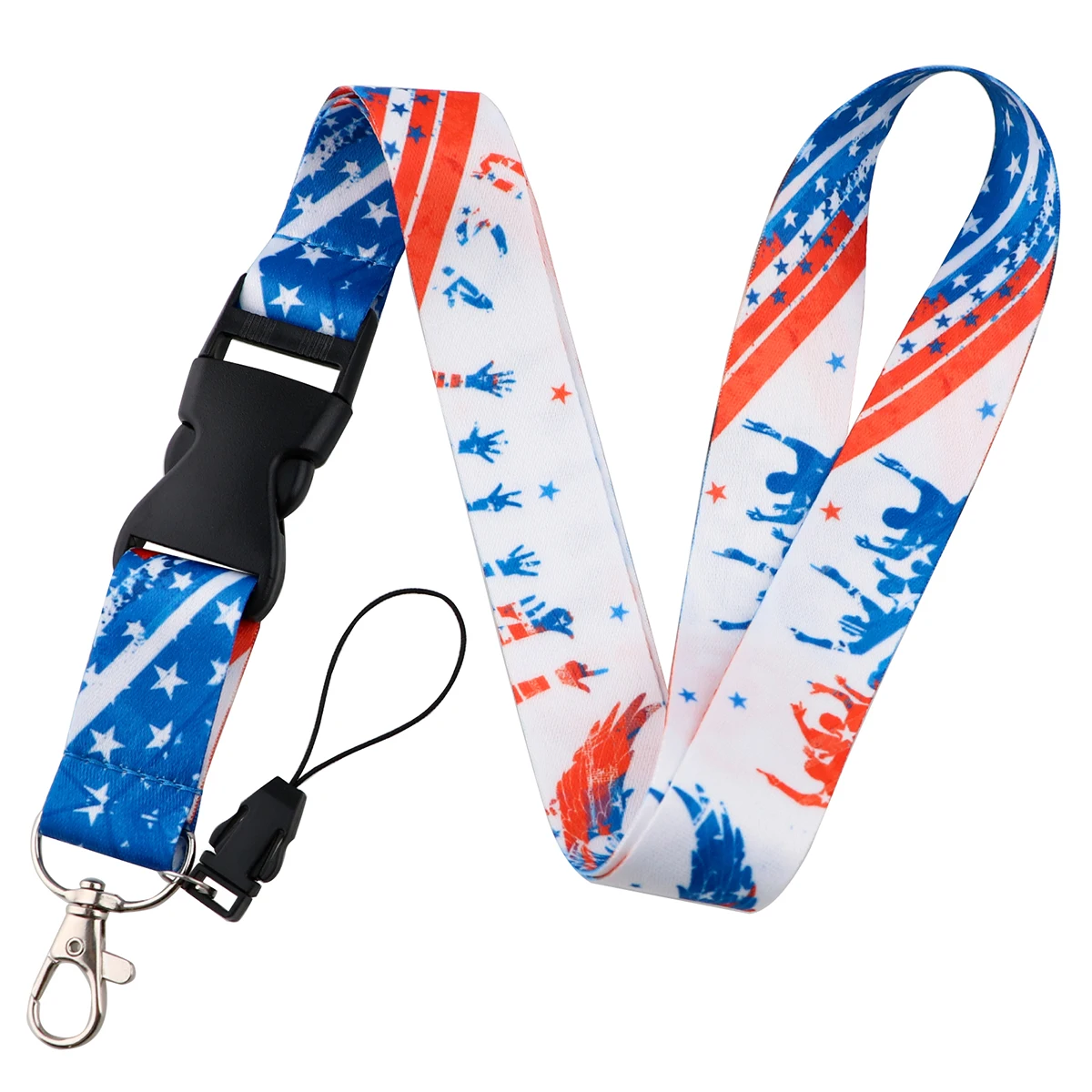 American Flag Lanyard for Key ID Card Gym Cell Phone Straps USB Badge Holder DIY Neck Strap Hang Rope Fashion Lanyard