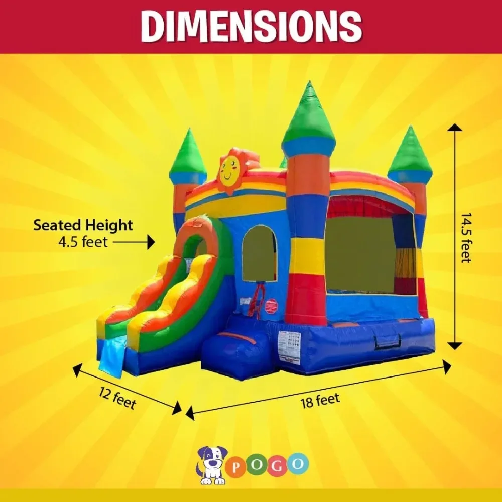 Inflatable Bounce House with Water Slide and basketball hoop for Kids,Backyard Commercial Castle Outdoor Playhouse Bouncer