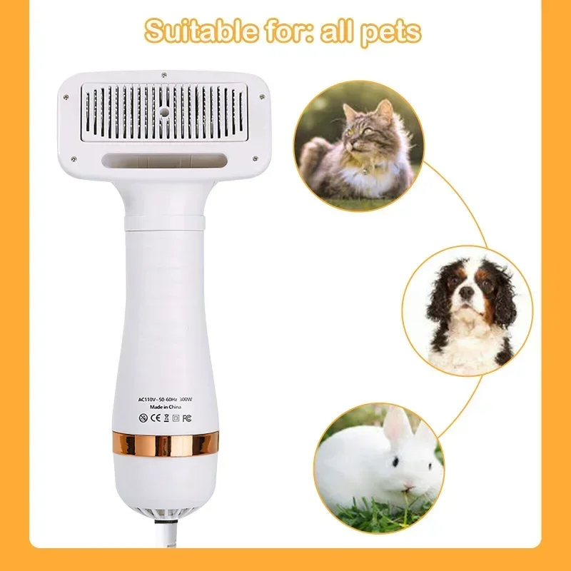 2-In-1 Pet Dog Dryer Quiet Dog Hair Dryers and Comb Brush Grooming Kitten Cat Hair Comb Puppy Fur Blower Adjustable Temprature