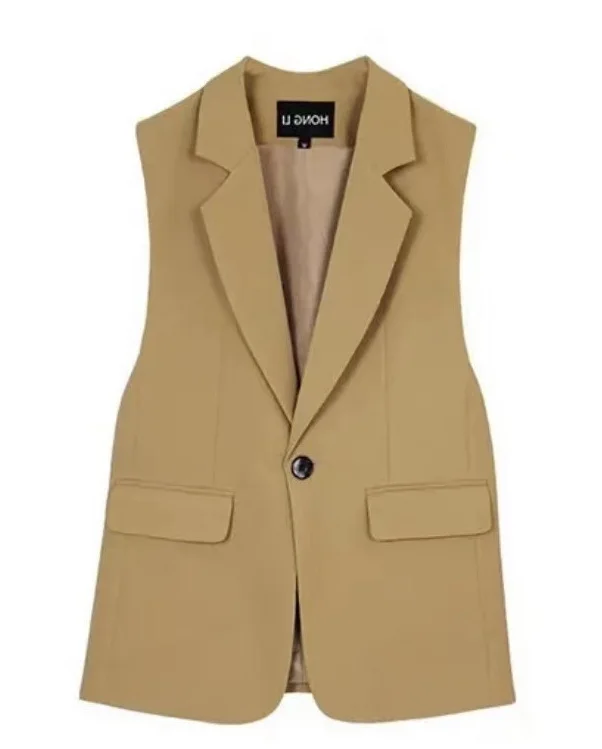 

Faionable Women's Briti Sle Svel Slim Fit Vest Jaet High-End Feelings oulder Pad Western Suit Collar Vest