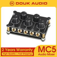 Douk Audio Portable 4 Channel Analog Stereo Audio Mixer Mini Passive Line Mixer for Live Studio Recording Sound Mixing Console