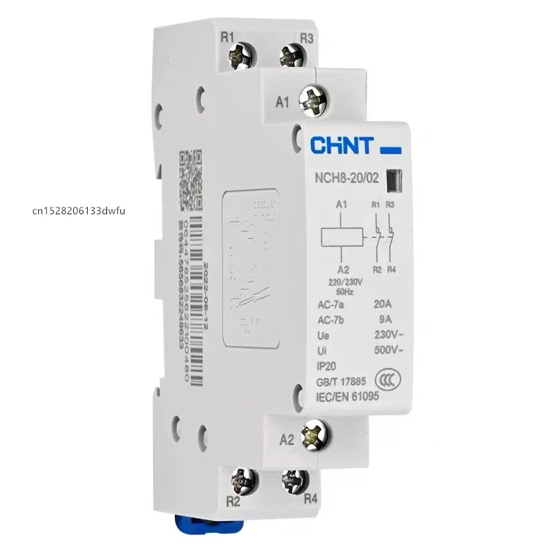 Oryginalny CHINT NCH8-20A 25A 40A 63A Modułowy stycznik AC do użytku domowego, mini stycznik 220V 230V 400V 1NO 1NC 2NO 2NC 4NO NCH8, osłony kablowe