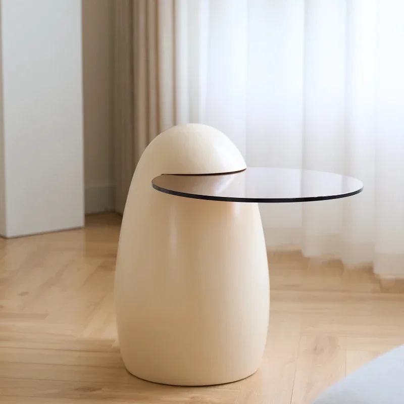 

coffee table cream style Nordic simple round Internet celebrity coffee table living room household braised egg edge table