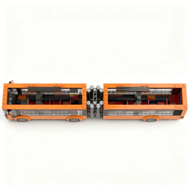 532pcs MOC City Traffic Articulated Bus Orange Revision Model Building Blocks Christmas Gifts Architecture Education Toy Brick