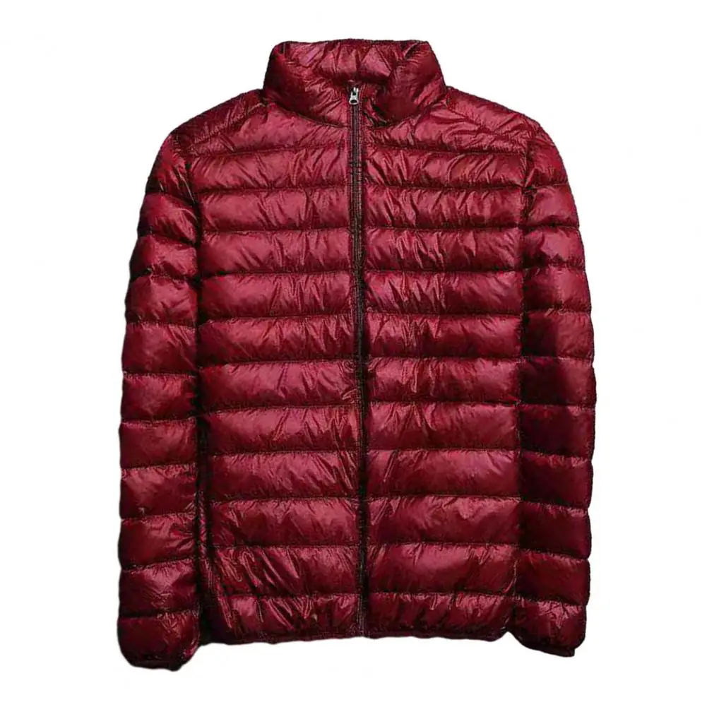 Men Padded Jacket Long Sleeve Outwear Zipper Placket Pockets Quilt Coats Clothing