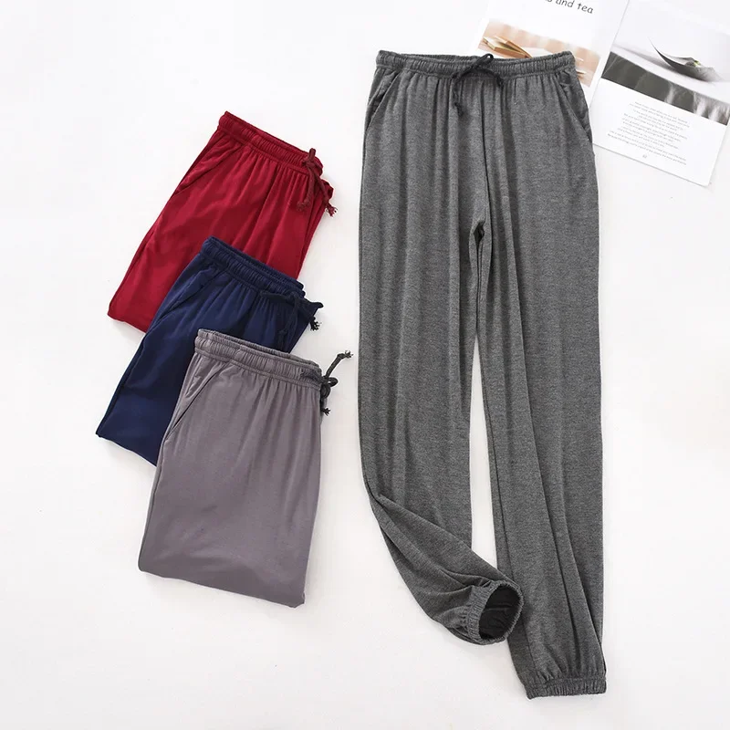 Nuevos pijamas japoneses de primavera y otoño para hombre, pantalones de casa modal para hombre, pantalones cónicos, pantalones elásticos sueltos de