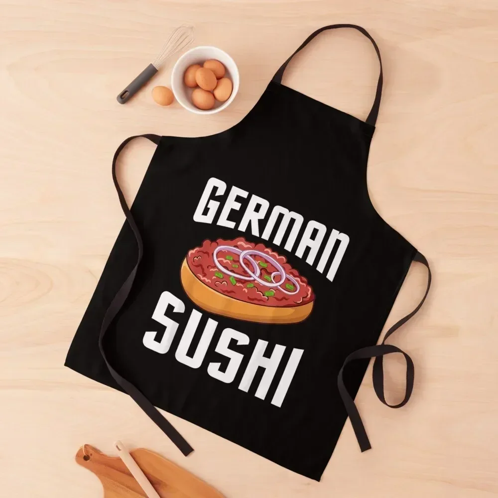 

German Sushi / German Sushi Mett Chopped minced meat minced T-Shirt Apron Home Supplies Kitchen Things For Hairdresser Apron