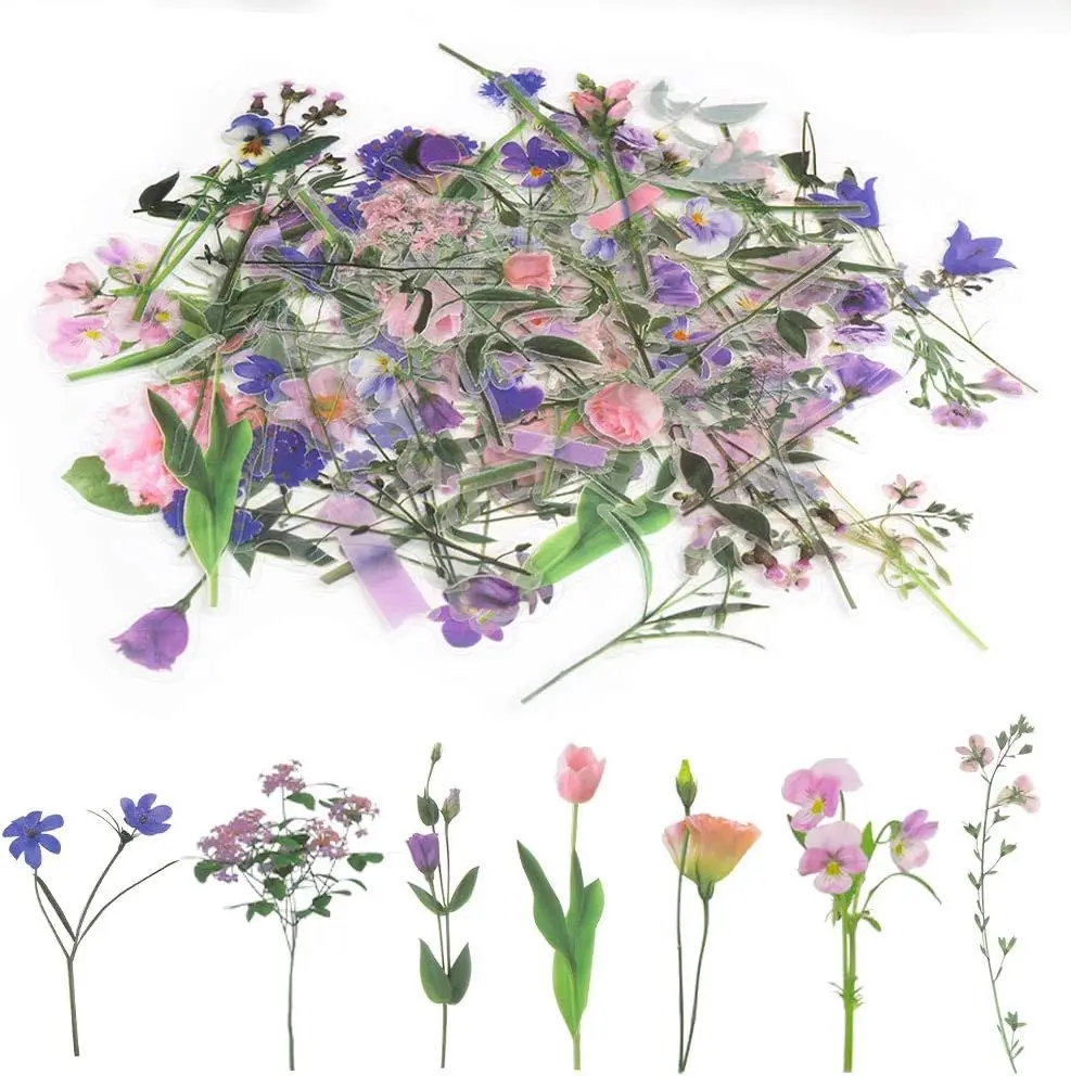 

Pieces Natural Flower Stickers for Scrapbooking, Self-Adhesive Scrapbooking Stickers Supplies Journal for Adult Card Making Lett
