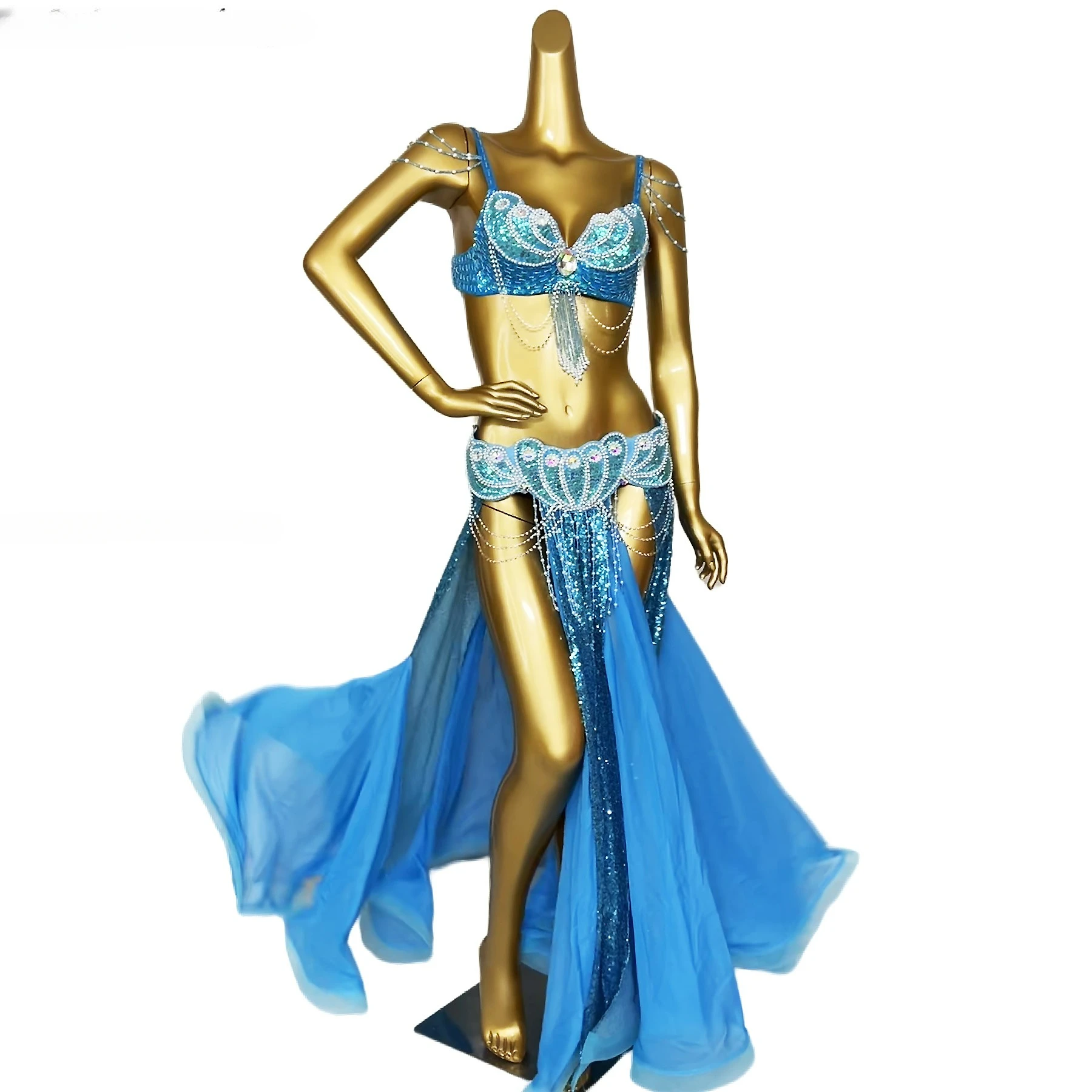 Belly Dance Costume New Women\'s Customization Beading Tassel Set Oriental Dance Professional Performance Clothing