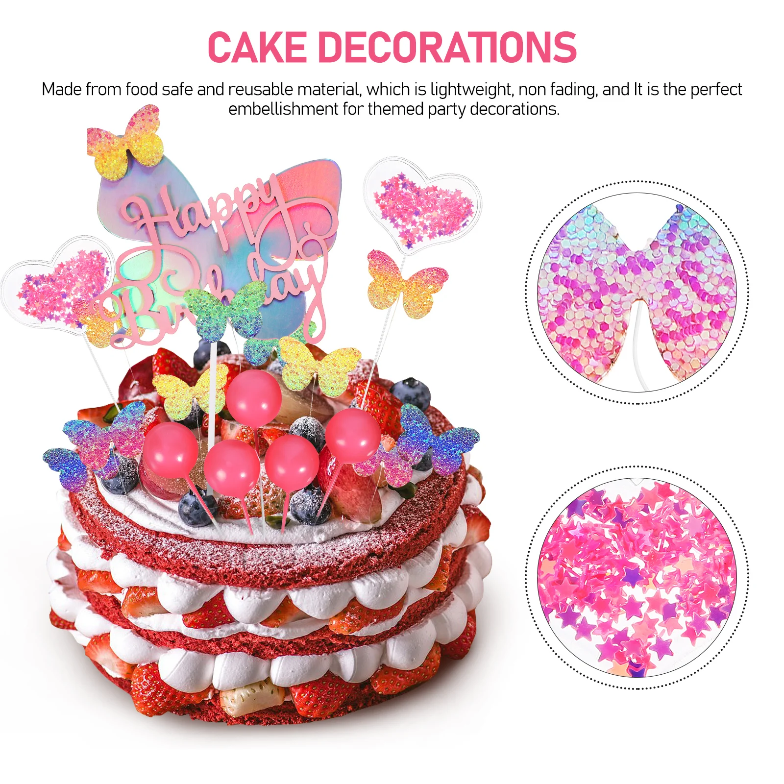 

Butterfly Cake Decorations Picks for Fondant Topper Dessert Party Wedding Balloon Accessories Cake Decor
