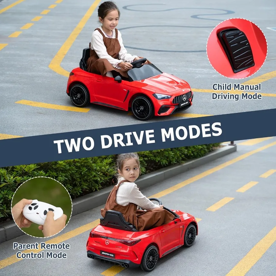Elektryczny samochodzik dla dzieci, pojazd na baterie z pilotem dla rodziców, funkcja łagodnego rozruchu, 3 prędkości, klakson i światła LED dla T