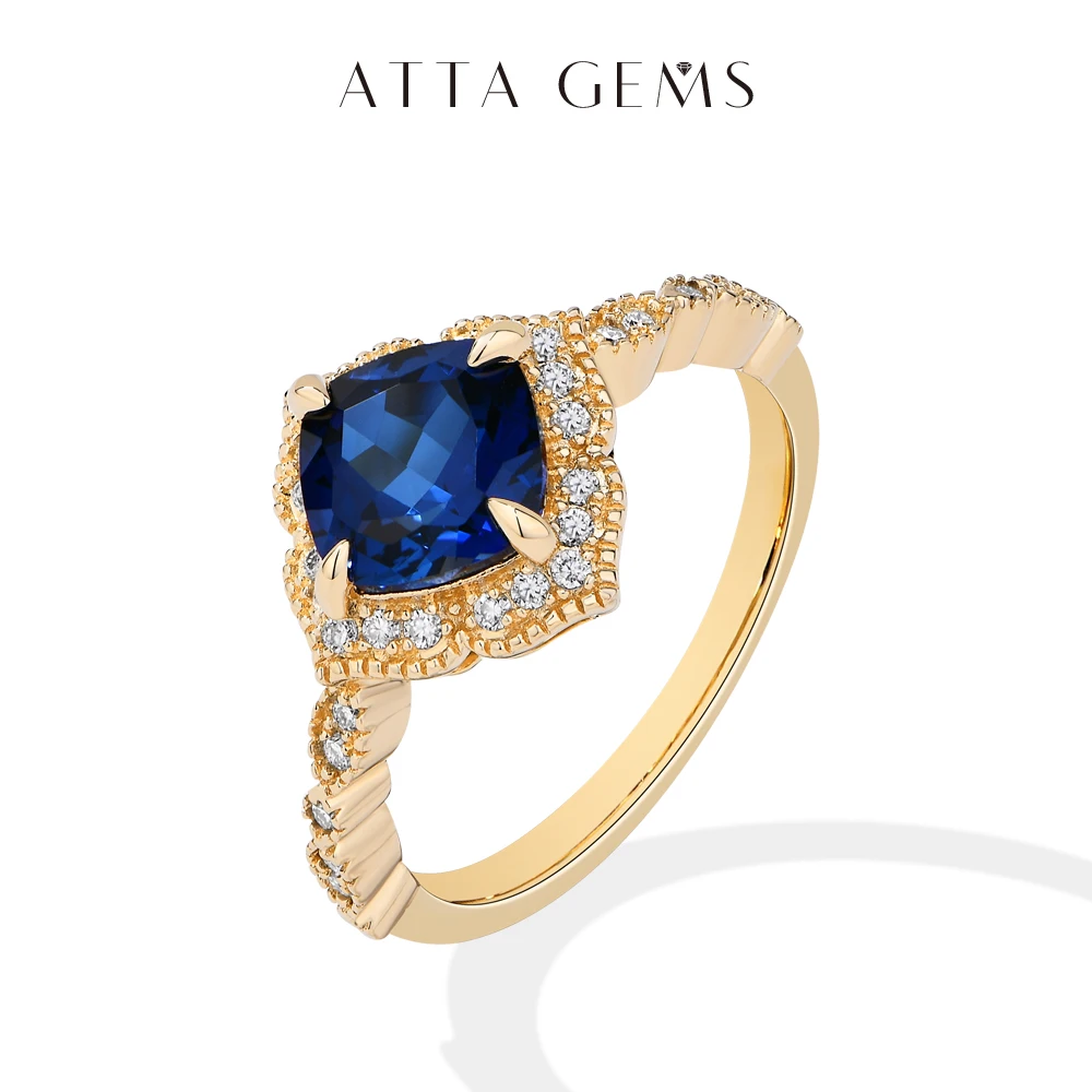 Classic Cushion Cut 2.0CT Lab Created Blue Sapphire Ring 925 Sterling Silver For Women Engagement Wedding Fine Jewelry