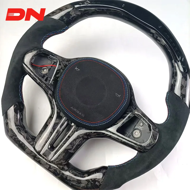 عجلة قيادة جلدية مخصصة من ألياف الكربون LED رياضية لسيارات BMW G20 G30 F30 F10 3 Series 5 Series X5 X6 بما في ذلك M5 X6 M5