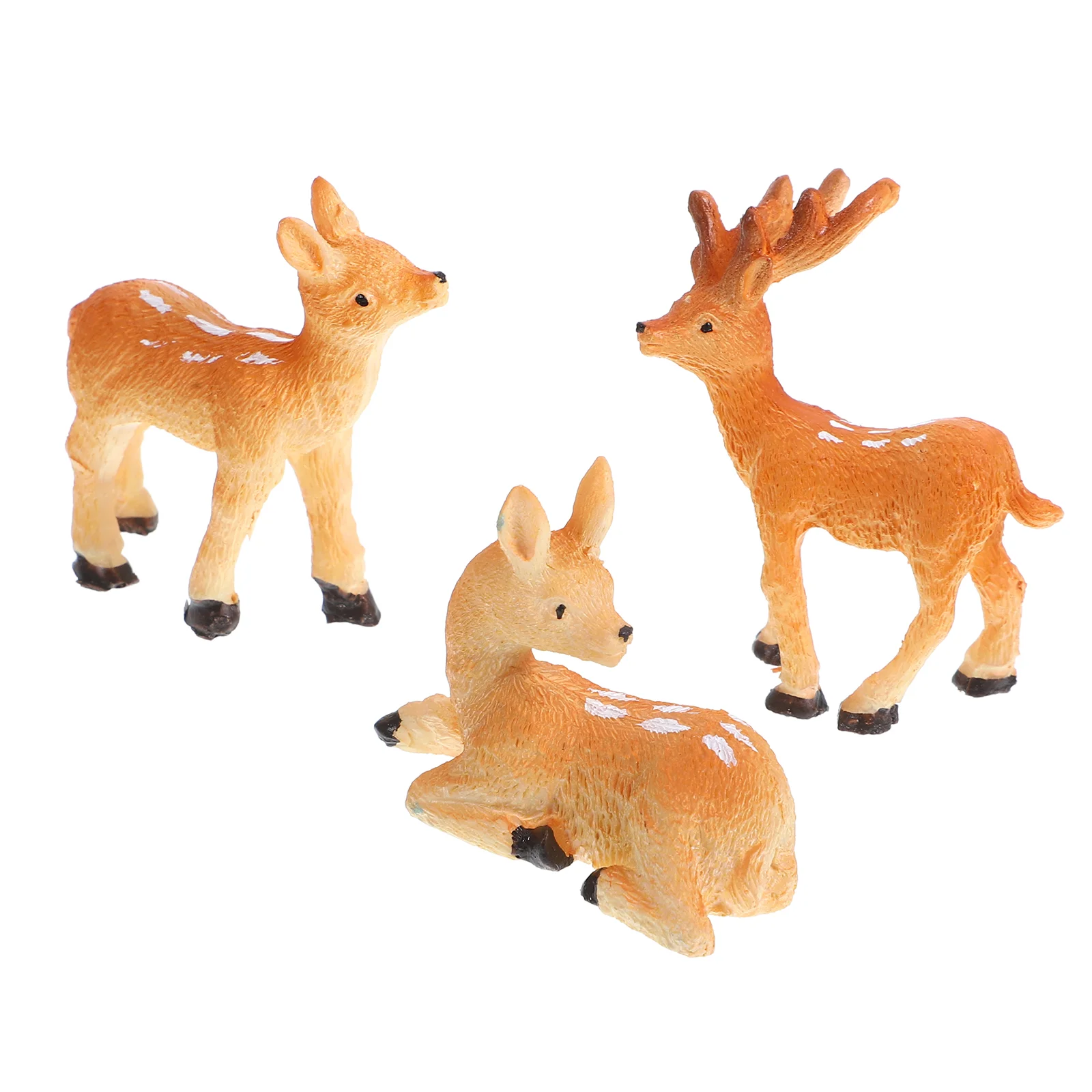 

3 Pcs Micro Landscape Animals Deer Tree Hanging Decor Toy Decorations Top Hat Small Resin Statue Miniature Figure Figurine