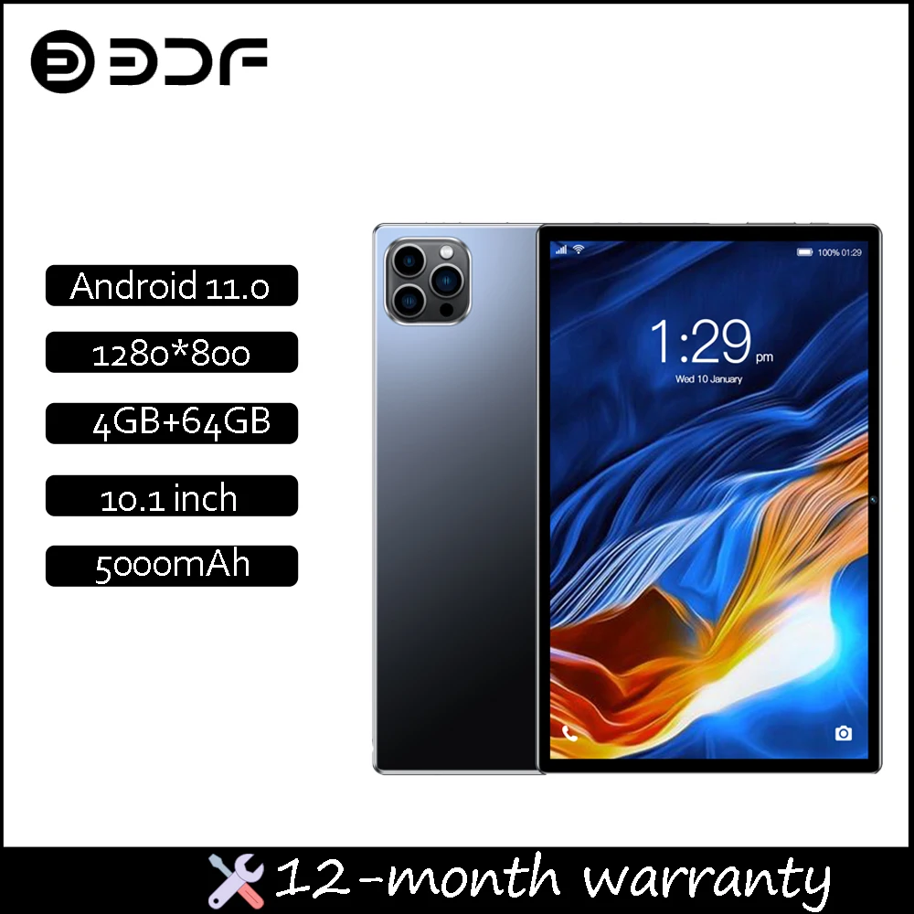 Bdf P37 10.1 Inch Scherm 1280*800 Resolutie 4Gb Ram + 64Gb Rom Android 11.0 Systeem 5000Mah Batterij Wifi + 3G Netwerk