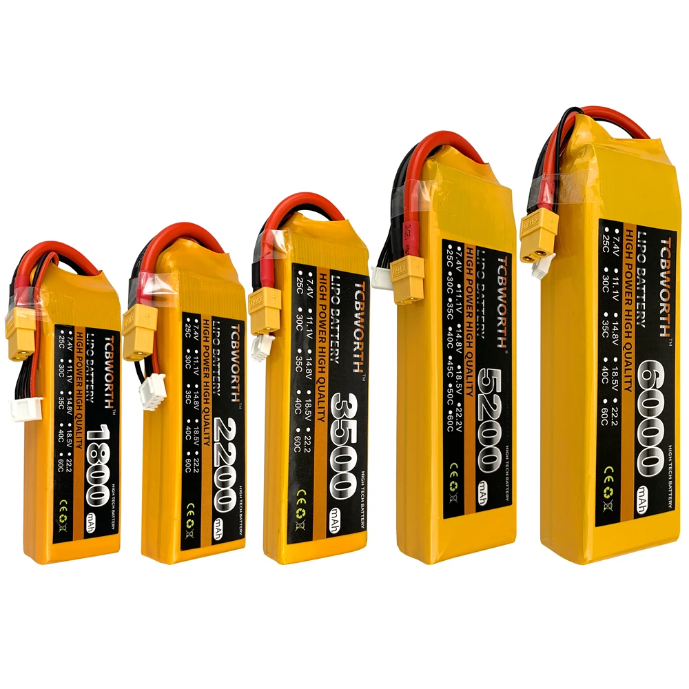 TCBWORTH Lipo Batterie 2S 3S 4S 6S 2200mah 5000mah 6000mah 7,4V 11,1V 14,8V 22,2V T XT60 RC Teile für RC Auto Lkw Monster Drone