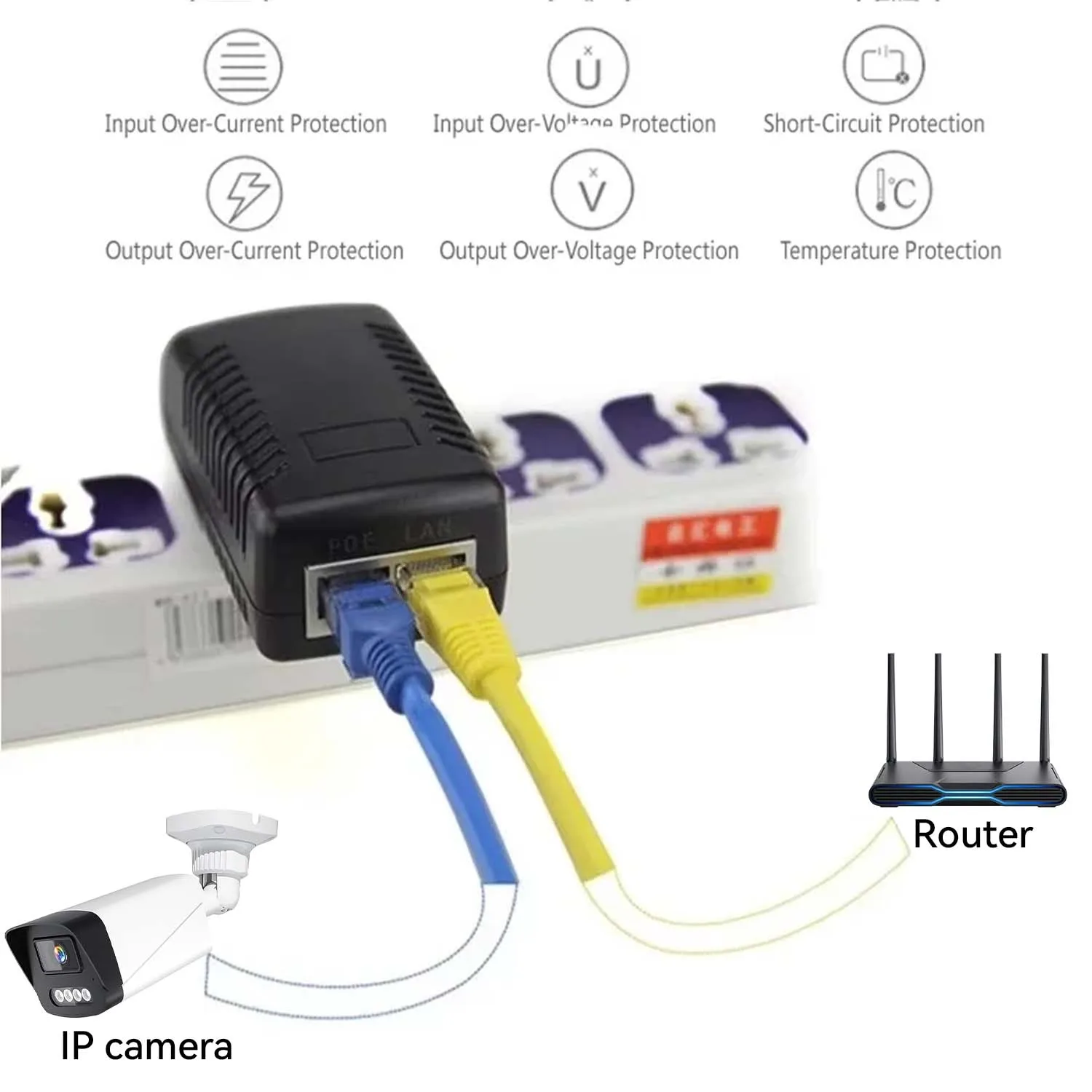 48V/12V POE Injector Ethernet CCTV Power Adapter 0.5A /2A 24W POE for IP Camera IP Phones POE Switch Power Adapter EU/US Option