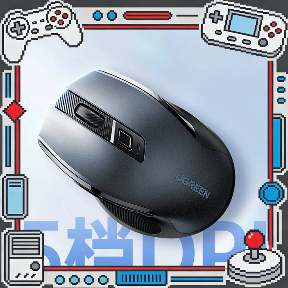 UGREEN Wireless Mouse Bluetooth5.0 Mouse Ergonomic 4000DPI 6 Mute Buttons Mouse For MacBook Tablet Laptops Computer PC 2.4G Mice