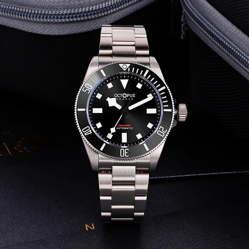 OCTOPUS Men\'s Mechanical Wristwatch PT5000 Automatic Movement 200m Waterproof BGW9 Luminous Ceramic Bezel Titanium Luxury Watch