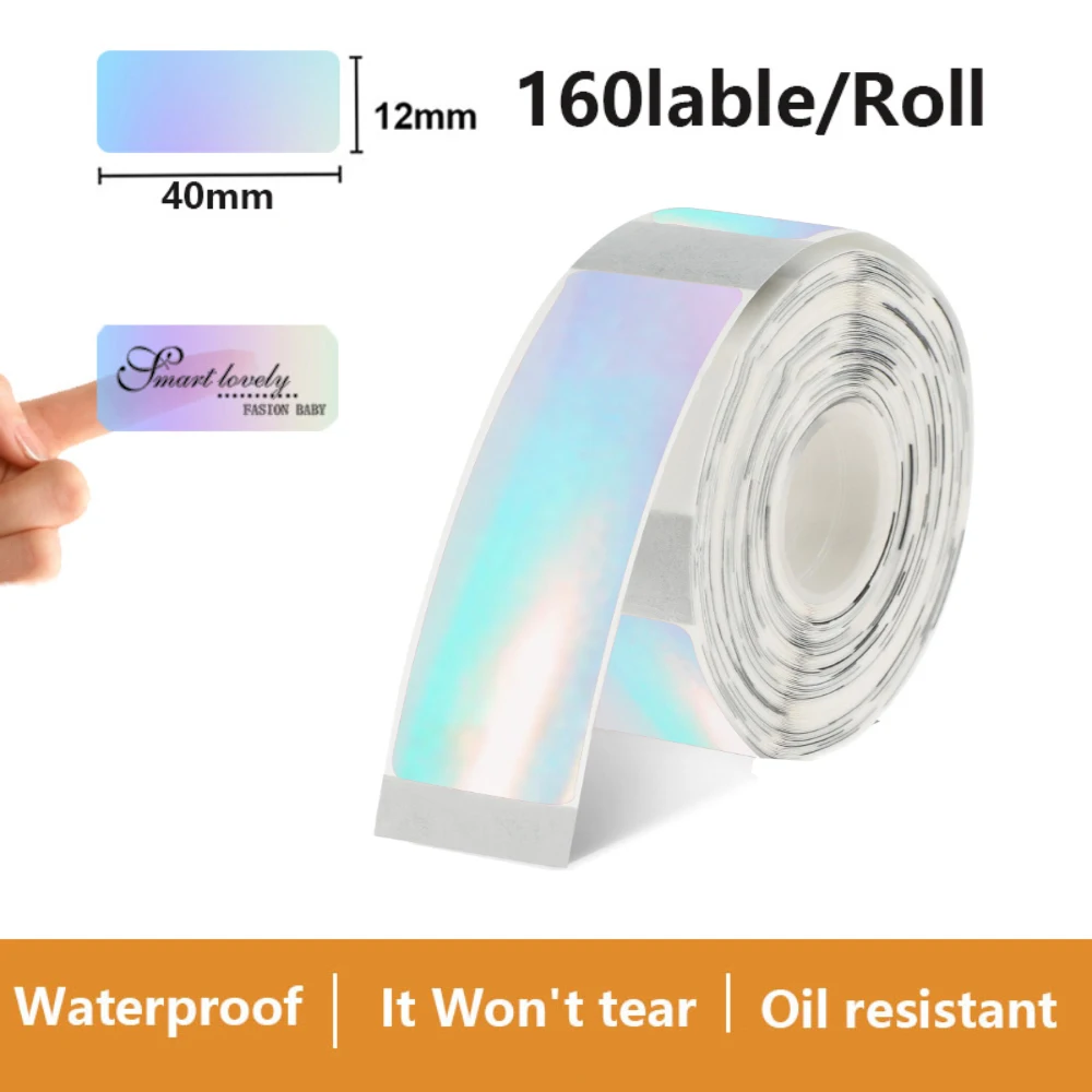 Etiqueta adesiva transparente 12*40mm 160 peças/rolo p15 fita fabricante de etiquetas compatível d30 q30s marklife p12 p11 papel de impressora térmica