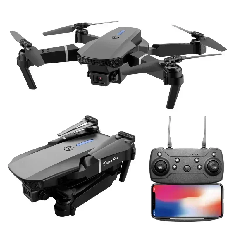 GEETHA E88 Drone Professional 4K HD Dual Cameras LED lighting Aerial Photography Omni-directional Foldble Wide Angle RC Drone