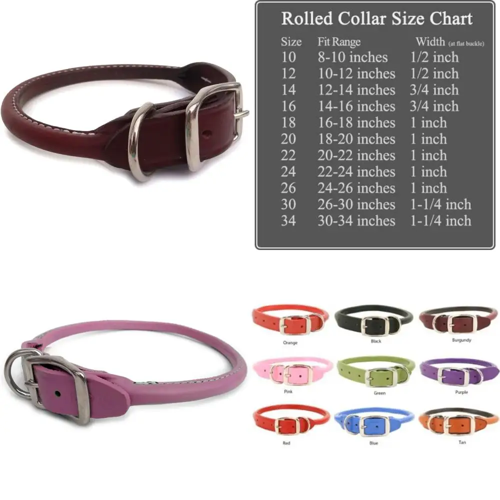 

Ошейник для собак бордового цвета из свернутой кожи — 22 дюйма, качество премиум-класса для удобных прогулок