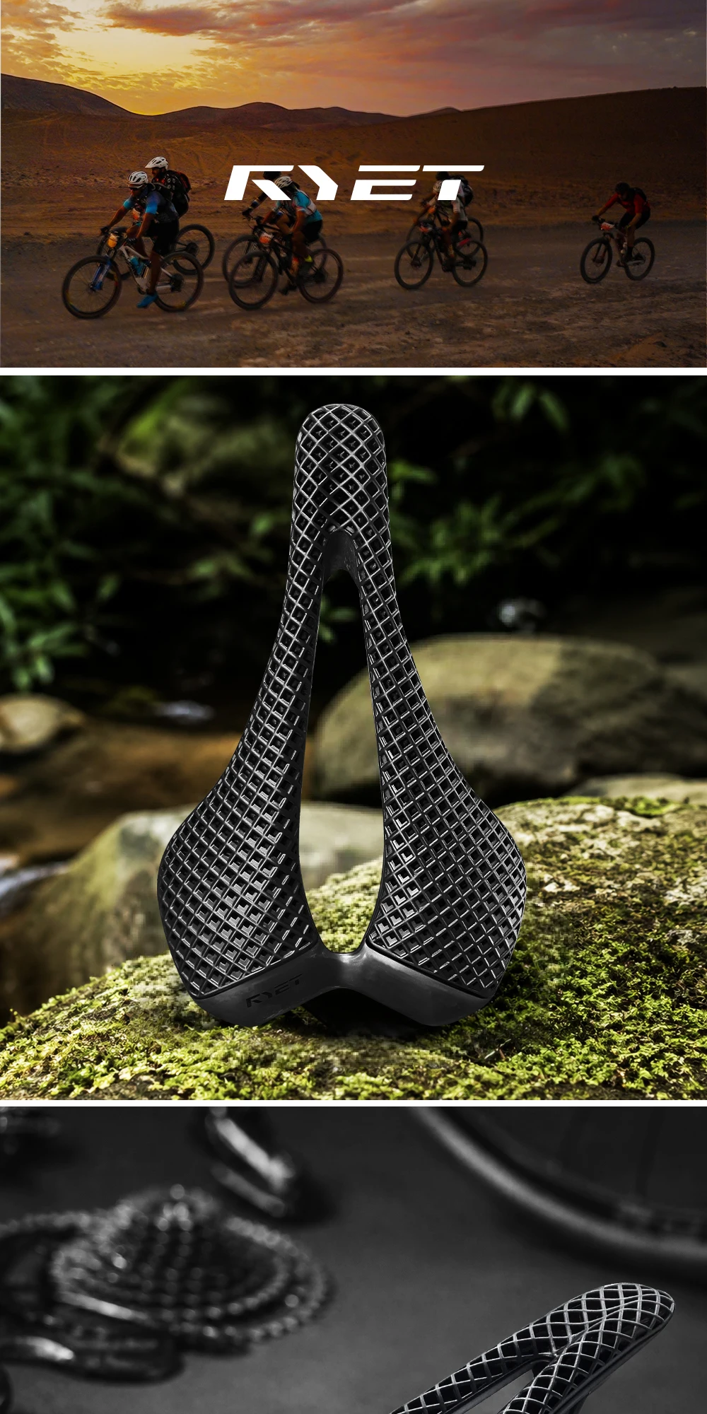 2026 RYET Ultraleichter Carbon-Fahrradsattel VCM 243x147mm für Rennradfahren 3D-Gedruckter Radsitz Sitzkissen Fahrradteile – Detail 10