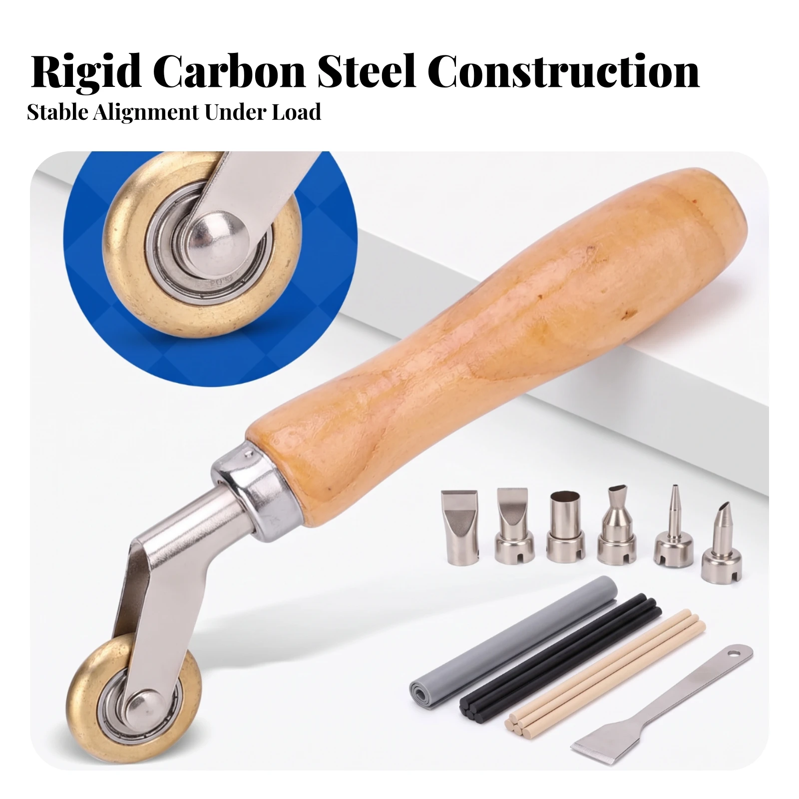 Seam Bonding Seam Roller Heavy Duty Seam Bonding Wheel Roller with Wooden Handle Membrane Pressure Wheel Long-Lasting Unpowered